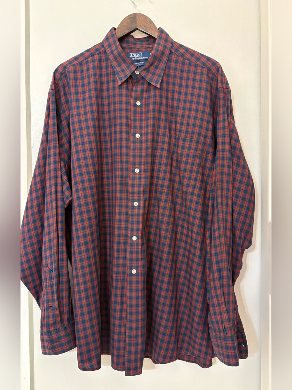 Polo by Ralph Lauren Lowell Sport Plaid Red Button-Down Shirt Sz: XXL Vintage